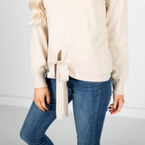 Topaz Tie Sweater in Beige