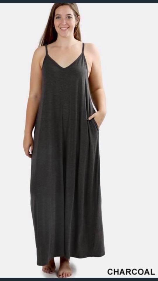 Cami Maxi Dress In Charcoal (Plus)