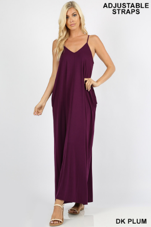 V-Neck Cami Maxi Dress - Dark Plum