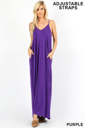V-Neck Cami Maxi Dress - Purple