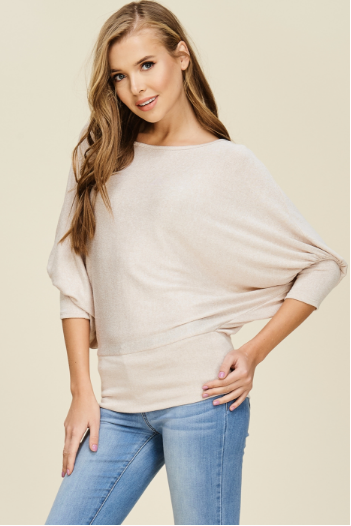 Dolman Sleeve Solid Knit Top