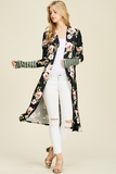 Floral Fiesta Long Sleeve Floral Cardigan (Black)