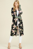 Floral Fiesta Long Sleeve Floral Cardigan (Black)