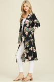 Floral Fiesta Long Sleeve Floral Cardigan (Black)