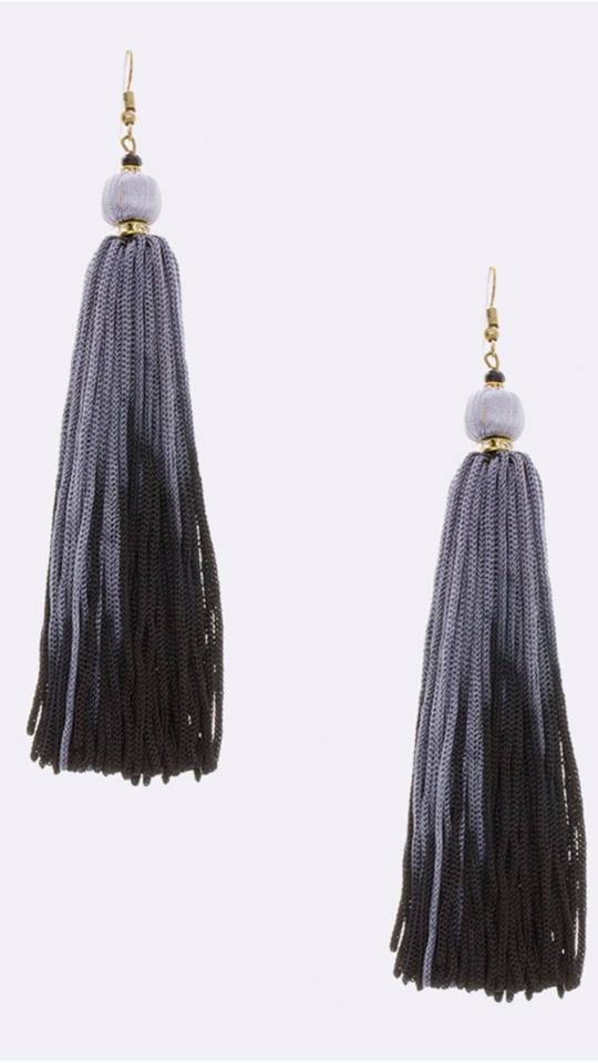 Gradient Color Tassel Earrings - Grey