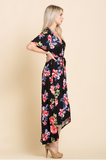 Hi Low Wrap Front Floral Maxi Dress