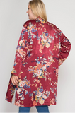 Lena Floral Satin Kimono - Plus