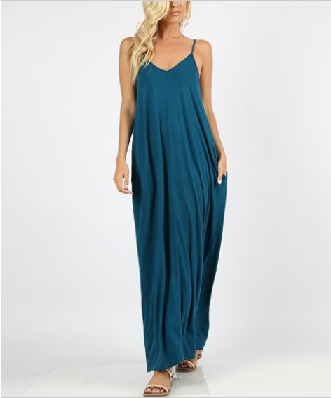 V-Neck Cami Maxi Dress - Teal