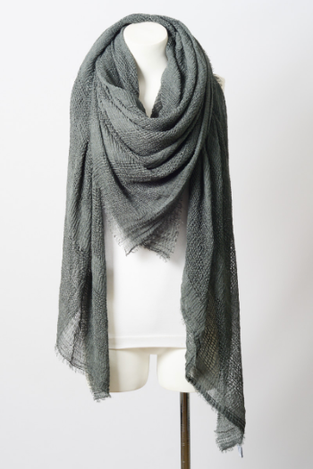 Eva Shredded Open Weave Blanket Scarf - Grey