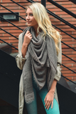 Eva Shredded Open Weave Blanket Scarf - Grey