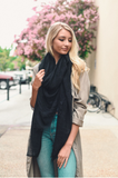 Eva Shredded Open Weave Blanket Scarf - Black