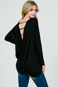 Fayth Crossed Open Back Top - Black