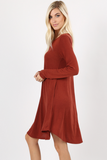 Jocelyn Hem Dress - Cabernet