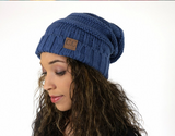 Slouchy Beanie - Tri-Color Dark Rose