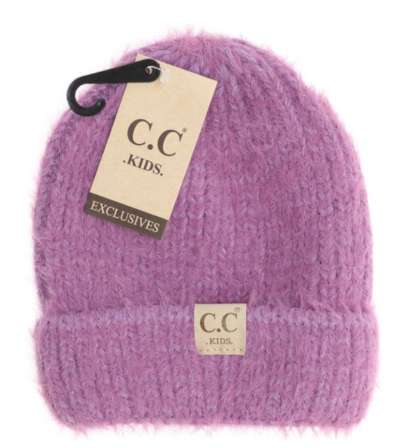 Kids Fuzzy Solid Beanie - New Lavender