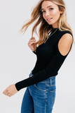 Sierra Slim Fit Cold Shoulder Knit Top - Available In Wine