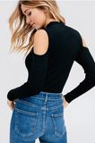 Sierra Slim Fit Cold Shoulder Knit Top - Available In Wine