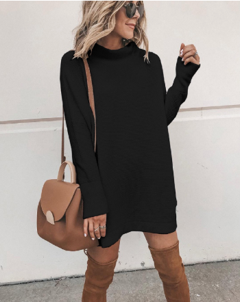 Carrie Mock Neck Mini Dress - Available in Black
