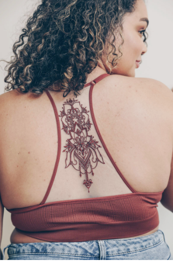 Tattoo Mesh Razorback Bralette Plus - Available In Rust