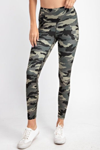 Minda Camo Yoga Legging With Pockets- Available In Olive