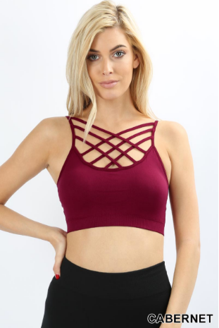 Seamless Triple Criss-Cross Bralette - Cabernet