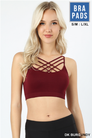 Seamless Triple Criss-Cross Bralette - Dark Burgundy