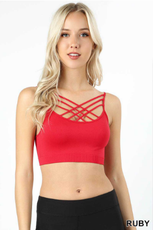 Seamless Triple Criss-Cross Bralette - Ruby