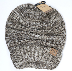 Slouchy Beanie - Tri-Color Brown