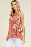 Criss Cross Floral Sleeveless Top